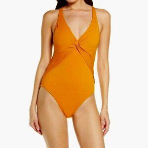 New Bleu Rod Beattie Twist & Shout Plunge Swimsuit Size 6 Front/back Twist